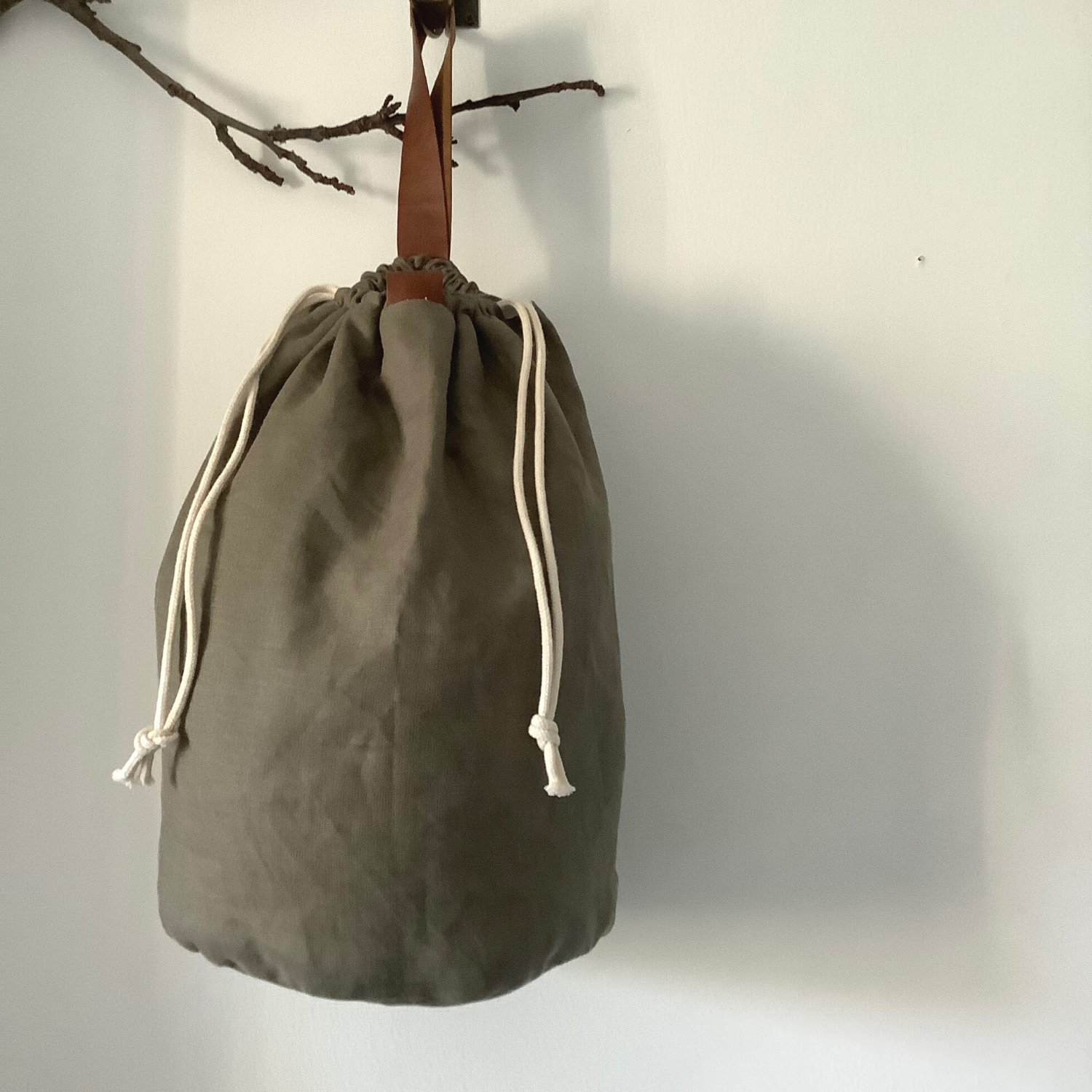 Khaki Linen Duffle Bag Sewing Pattern